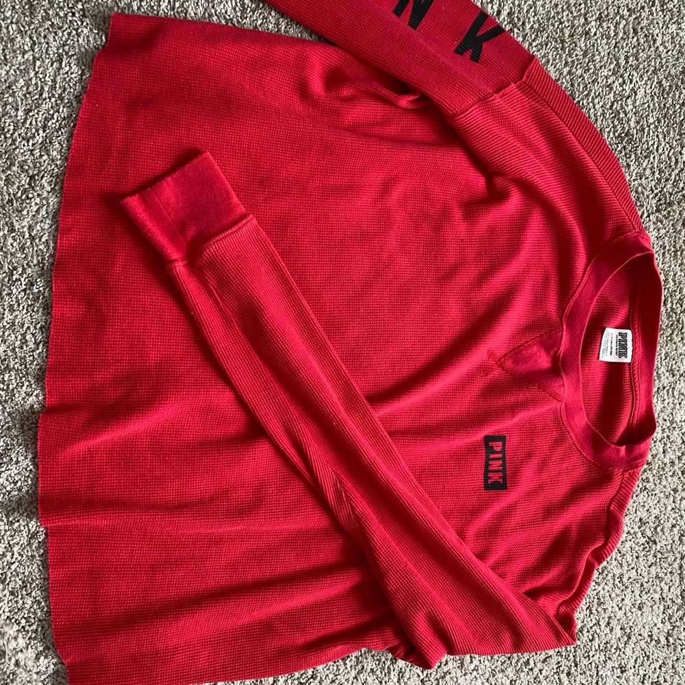 Pink Thermal Cropped Sweater